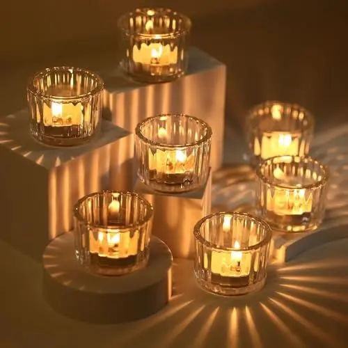 Produktbild: Teelichtgläser Set, 12er-Pack Teelichthalter 5,5 cm Dm x 3,7 cm Höhe, Kerzengläser, Votivkerzenhalter,klar Teelichthalter Glas für Heimdekoration, Hochzeiten, Partys & Tischdekoration