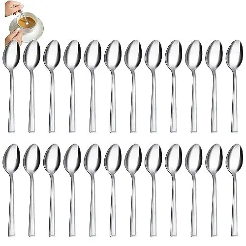 Produktbild: Teelöffel 24 stück, Hunnycook Edelstahl Kaffeelöffel Set, Kleine Löffel/Espressolöffel/Dessertlöffel, Teelöffel Set für Haushalte, Restaurants, Kantinen, Hochglanzpoliert & Spülmaschinenfest