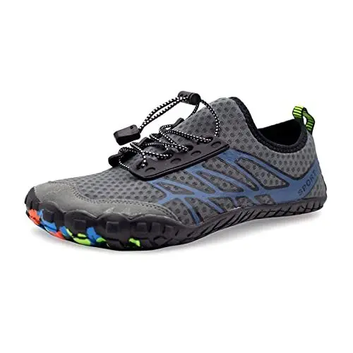 Produktbild: Teemie Badeschuhe Damen Wasserschuhe Herren Strandschuhe Unisex Schnell Trocknend Schwimmschuhe Aquaschuhe Surfschuhe Outdoor Wassersport Tauchen Surfen Traillaufschuhe Grau 44