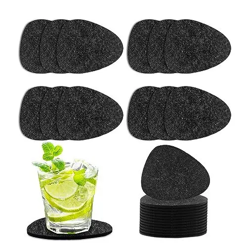 Produktbild: teeppo Untersetzer Filz für Gläser 12er Set, Rutschfester Hitzebeständiger Glasuntersetzer in Schwarz, Tischuntersetzer Filzuntersetzer für Getränke, Bar, Tassen