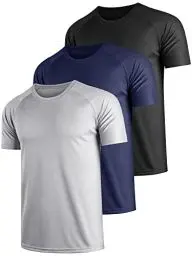 Produktbild: Teesmen T Shirt Herren Sport Männer Schultern Kurzarm Basic Atmungsaktive 3er Pack Rundhals Einfarbige Polyester Unifarben Gym Tennis Fitness Mesh Activewear (Multipack 1, XXL)
