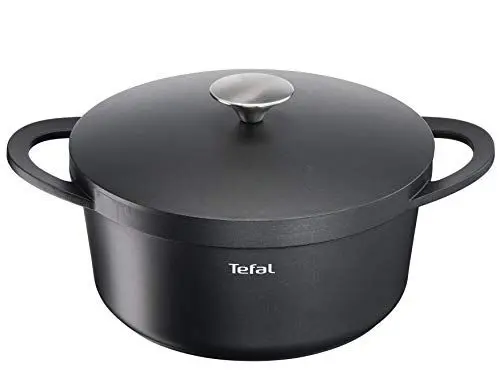 Produktbild: Tefal TRATTORIA Schmortopf 24 cm, Bräter aus Alugus, antihaft beschichteter Topf, Gute Wärmespeicherung, Schmorgerichte, Bratentopf, für alle gängigen Herdarten geeignet, Induktion, schwarz, E21846