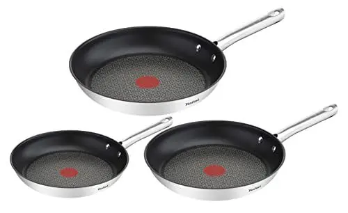 Produktbild: Tefal Duetto 3-teiliges Pfannenset 20,24 und 28 cm, Bratpfannen mit Thermo-Signal bei idealer Brattemperatur, Pfannen induktionsgeeignet für alle Herdarten, auch für Induktionsherde, A704S3