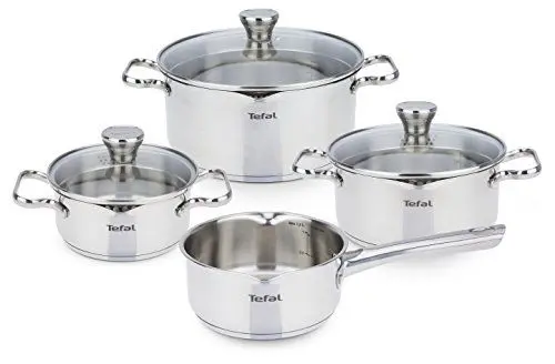 Produktbild: Tefal Duetto Edelstahl Kochtopfset, 7-teilig, Töpfe induktionsgeeignet, für alle Herdarten geeignet, Kochtöpfe für Ceranfeld, backofengeeignet (außer Deckel), spülmaschinengeeignet, A705A8