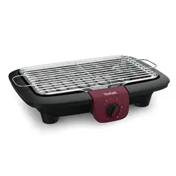 Produktbild: Tefal Easygrill Adjust Red Elektrogrill, 2300 Watt Tischgrill, 870 cm² Grillfläche, einfache Reinigung, Grillrost und Tropfschale spülmaschinenfest, vollständig zerlegbar, schwarz/burgunderrot, BG90E5