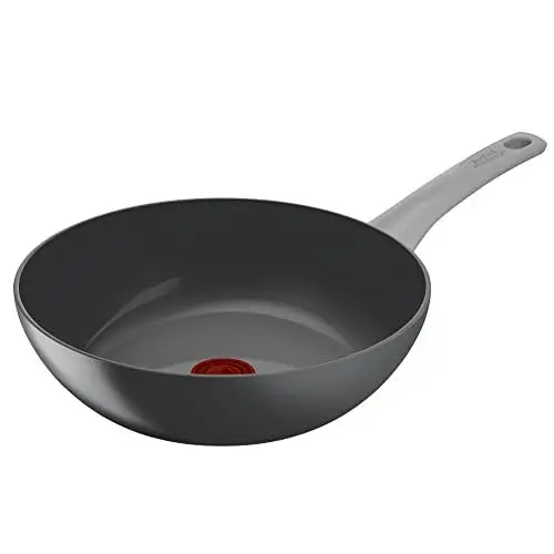 Produktbild: Tefal Renew On Wokpfanne Induktion 28 cm, Keramikversiegelung, umweltfreundlich recycelt, Thermo-Signal bei idealer Brattemperatur, für alle Herdarten geeignet, Made in France, grau, C42719