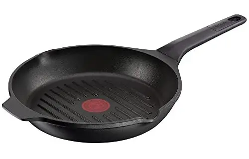 Produktbild: Tefal Robusto Aluguss Grillpfanne 26 cm, Bratpfanne Induktion mit Antihaftversiegelung, Thermo-Signal bei idealer Brattemperatur, für alle Herdarten geeignet, spülmaschinengeeignet, E24940