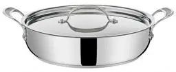 Produktbild: Tefal Jamie Oliver Cook‘s Classic Servierpfanne 30 cm, Schmorpfanne Induktion mit Antihaftversiegelung, Thermo-Signal bei idealer Brattemperatur, für alle Herdarten geeignet, Edelstahl, E30690