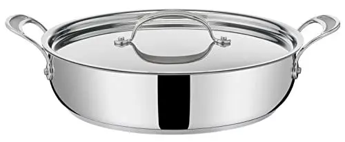 Produktbild: Jamie Oliver by Tefal Cook's Classics Servierpfanne mit Deckel 30 cm, Antihaft, Induktionstauglich, Backofenfest, Edelstahl, Genieteter Griff, E3069033