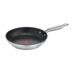 Produktbild: Tefal Virtuoso Edelstahlpfanne 24 cm Induktion, Pfanne mit Antihaftbeschichtung Titanium Pro, Thermo-Signal bei idealer Brattemperatur, für alle Herdarten geeignet, schnellere Bratergebnisse, E49104