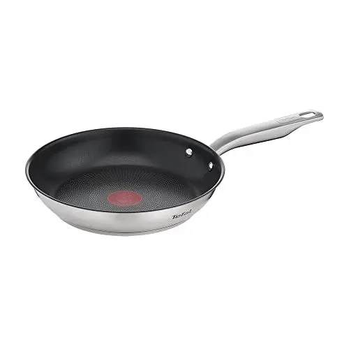 Produktbild: Tefal Virtuoso Edelstahlpfanne 24 cm Induktion, Pfanne mit Antihaftbeschichtung Titanium Pro, Thermo-Signal bei idealer Brattemperatur, für alle Herdarten geeignet, schnellere Bratergebnisse, E49104