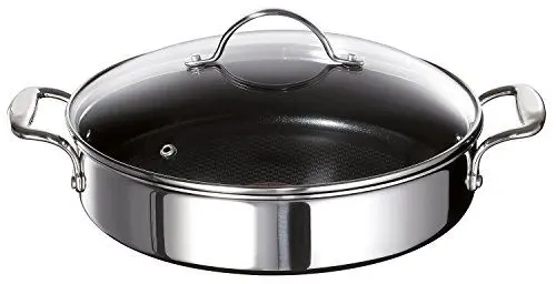 Produktbild: Tefal E79071 Jamie Oliver Induction Servierpfanne mit 2 Seitengriffen und Glasdeckel, 25 cm, 2,8L, Edelstahl, 37.6 x 21 x 13 cm