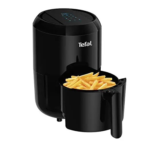 Produktbild: Tefal Mini Heißluftfritteuse Easy Fry Compact, Heissluftfritteuse klein 1-2 Personen: 1,6 l Kapazität, 6 automatische Programme, Digitales Display, energiesparend, Friteuse ohne Öl, schwarz, EY3018