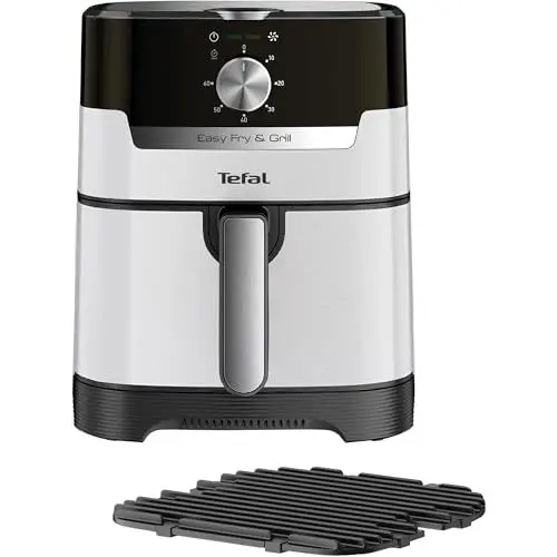 Produktbild: Tefal EY501A Easy Fry & Grill Heißluftfritteuse, 4,2 L Fassungsvermögen, 2-in-1 Technologie, Extra Crisp-Technologie, energiesparend, Grill-Technologie, Timer, Nube, Weiß