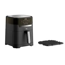 Produktbild: Tefal Easy Fry & Grill Heißluftfritteuse, 2-in-1 Technologie (Air Fryer und Grill), Digitales Display, 4,2 Liter für 6 Portionen, 8 Kochprogramme, energiesparend, ohne Öl, schwarz, XL, EY5058
