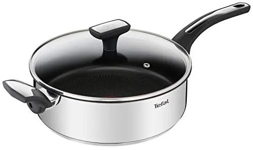 Produktbild: Tefal Emotion Bratpfanne, tief, 26 cm, Edelstahl, sichere Antihaftbeschichtung, dicke Unterseite, gleichmäßige Wärmeverteilung, Thermo-Signal, Elegance, robuster Griff, Induktion E3007704, E3003304, Cranberry