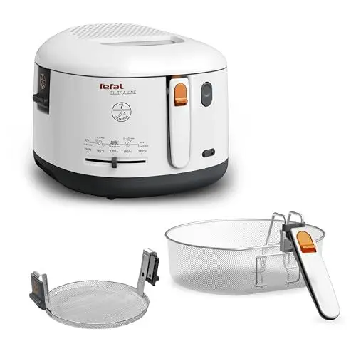 Produktbild: Tefal Fritteuse Filtra One, 1.900 W, Kapazität 1,2 Kg, Clean-Oil-System, Auffangsieb für Frittierreste, wärmeisoliert, spülmaschinenfest, weiß, FF1631