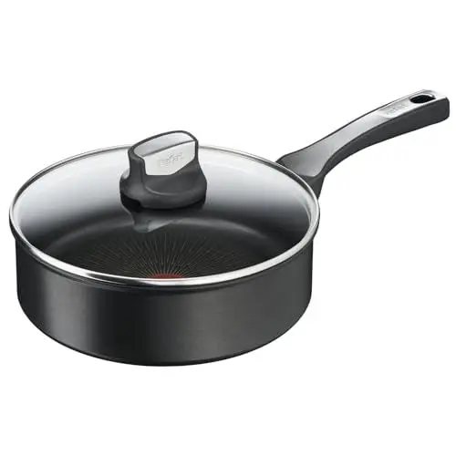 Produktbild: Tefal Schmorpfanne 24 cm Unlimited On, Bratpfanne Induktion mit kratzfester Titanium Antihaft-Beschichtung,Thermo-Signal bei idealer Brattemperatur, für alle Herdarten geeignet, G25932