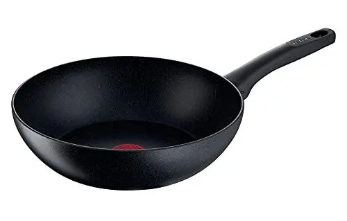 Produktbild: Tefal Black Stone Wokpfanne Induktion 28 cm, Mineralia+ Antihaftversiegelung, Thermo-Signal bei idealer Brattemperatur, gesund Kochen, für alle Herdarten geeignet, Stone-Effekt, schwarz, G28119