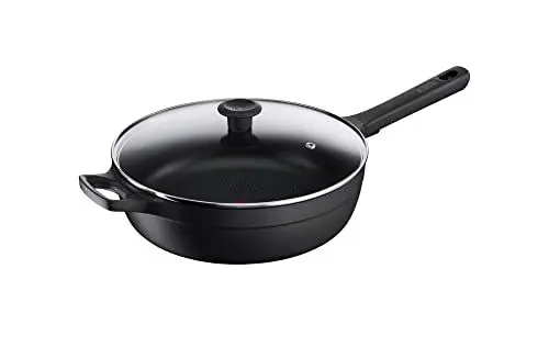 Produktbild: Tefal G61237 Trattoria Pro Schmorpfanne 28 cm mit Deckel | Aluguss | unbedenkliche Antihaftversiegelung | Thermo-Signal Temperaturanzeiger | für alle Herdarten geeignet | induktionsgeeignet | Schwarz