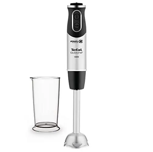 Produktbild: Tefal HB6588 Quickchef Stabmixer | Pürierstab | 1000 Watt | 20 stufenlose Geschwindigkeiten | Turbo-Funktion | 4 Powelix-Klingen | inkl. 0,8 L Messbecher | Edelstahl/Schwarz