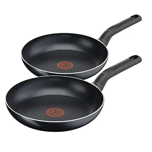 Produktbild: Tefal Issencia XXL Pfannenset 2-teilig, 28 + 32 cm Pfanne, Antihaft Bratpfannen mit integrierter Temperaturanzeige, ergonomischer Thermokunststoff-Griff, extra Tiefe Form, Antihaftpfanne