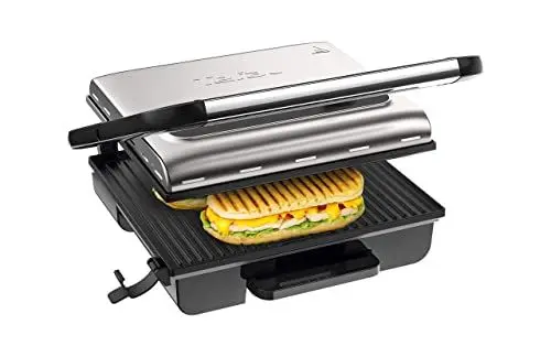 Produktbild: Tefal Kontaktgrill Inicio Adjust GC242D (Elektrogrill/Sandwichtoaster··fettarmes Grillen·· Panini, Toasts, Steak·· Gemüse, regelbarer Thermostat mit 3 Stufen·· antihaftbeschichtete Grillplatten·· 2000W)