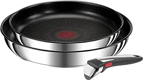 Produktbild: Tefal Ingenio Preference On 3-teiliges Pfannenset abnehmbarer Griff, 24 und 28 cm, stapelbar, platzsparend, Pfannenset Induktion mit Antihaftversiegelung, einfache Handhabung und Reinigung, L97493