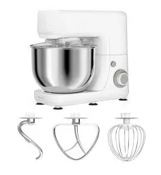 Produktbild: Tefal QB1501 Masterchef Essential Küchenmaschine | Pizza·· Kuchen·· Backen | 800 W | 4,8 L Fassungsvermögen | Back-Kit | Rührhaken | 6 Geschwindigkeiten Und Pulse-Einstellung, Weiß