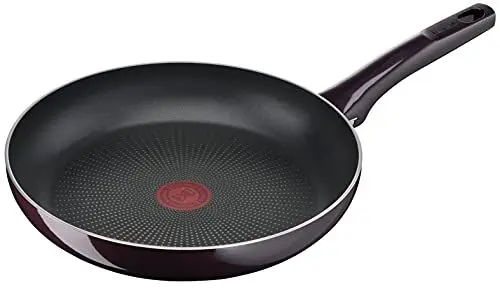 Produktbild: Tefal Resist Intense Bratpfanne 28 cm, Pfanne mit Antihaftversiegelung, Thermo-Signal bei idealer Brattemperatur, widerstandsfähig, nicht induktionsgeeignet, Made in France, dunkelrot, D52206