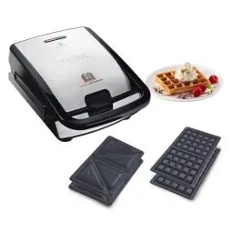 Produktbild: Tefal SW852D Snack Collection | Sandwich | Waffelmaker | Antihaftbeschichte Platten | Spülmaschinengeeignet | 700W | 37.01x29.01x21.01cm, Schwarz/Silber