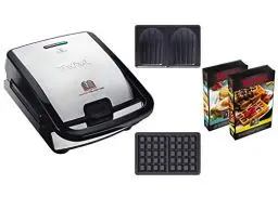 Produktbild: Tefal Snack Collection, Waffeleisen und Sandwiches, Erweiterbar, Platten Antihaftbeschichtet, Spülmaschinengeeignet, Praktische Aufbewahrungsboxen, schwarz/Edelstahl, SW853D