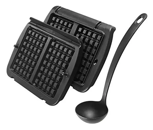 Produktbild: Tefal OptiGrill Waffelplatten, passend für OptiGrill+ und Elite Modell, inklusive Schöpfkelle, schwarz, XA7248