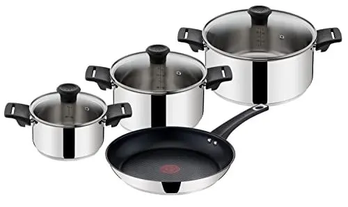 Produktbild: Tefal by Jamie Oliver Mainstream Topf- und Pfannenset B271S7 | Edelstahl Black Collection | Titanium Non-Stick Antihaftversiegelung | Thermo-Spot | Ergonomische Soft-Touch Griffe | Induktionsgeeignet