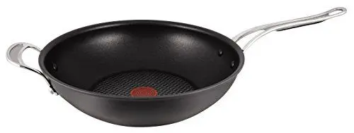 Produktbild: Tefal by Jamie Oliver Premium Aluguss Wokpfanne E21188 | 30cm | Tefal Titanium Pro Antihaft-Versiegelung | Thermo-Spot Temperaturindikator | Ausgießhilfe | Fettarmes Braten | Induktionsgeeignet