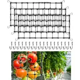 Produktbild: 3 Stück Scrog Netz 120x60 cm Elastisches Netz mit 8 Haken Grow Zelt Ranknetz für Kletterpflanzen Pflanzennetz für Gurken, Tomate, Obst & Gemüse, Kulturschutznetz für Garten, Gewächshäuser