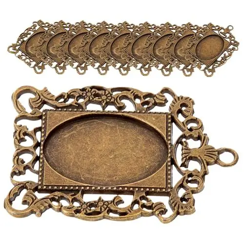 Produktbild: TEHAUX Emailliertes Harz Schmuckherstellung Lünetten- -tabletts 10er-set Antik-stil Schmuck-bastelzubehör