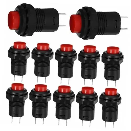 Produktbild: TEHAUX 12 Stücke Taster Momentary Push Button Zündung Schaltung Taste Ausschnitt Zubehör