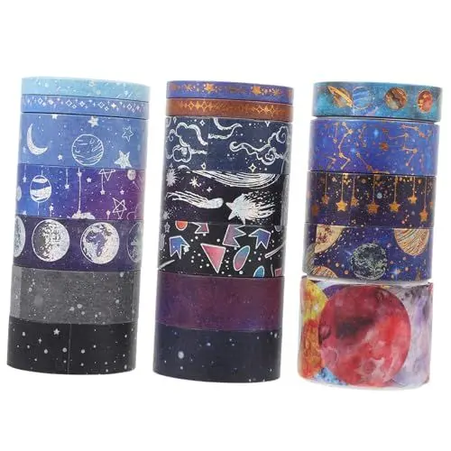 Produktbild: TEHAUX 19 Rollen Galaxy-papierband Stern-washi-tape Washi-tape-set Scrapbooking-washi-tape Washi Tape Aus Goldfolie Washi Tape Süß Kunsthandwerk Patch Aus Japanischem Papier