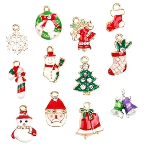 Produktbild: TEHAUX 19 Stück Weihnachtsliche DIY Schmuckanhänger Aus Rot Und Grün Kreative Weihnachtsdeko Zum Basteln Für Festliche Anlässe Und Weihnachtsbaumdekoration