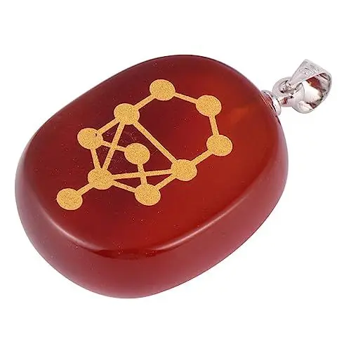 Produktbild: TEHAUX 1stück Titel Lebensbaum Mit Sieben Chakra Symbolen Kristall-halskette Aus Rotem Achat Für Besondere Anlässe Elegant Und Stilvoll