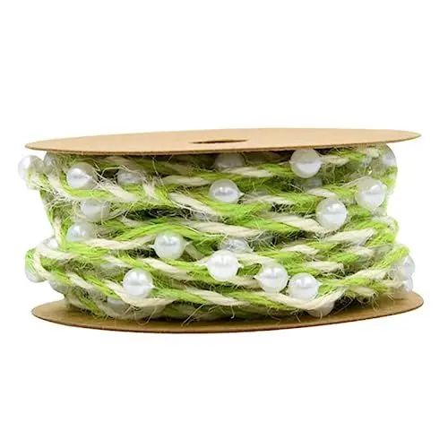 Produktbild: TEHAUX 1 Rolle Perlenband Dekoratives Geschenkband Hochzeitsband Zum Basteln Geschenkverpackungszubehör Nummernschildrahmenform Haushaltsdekoration Ostern-party- Light Green
