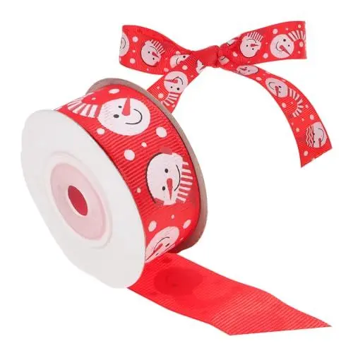 Produktbild: TEHAUX 1rolle Weihnachtsschleifen Aus Satin Für Geschenkverpackungen Lange Dekorationsbänder Mit Schneemann- Für Weihnachten Partys Und Bastelprojekte
