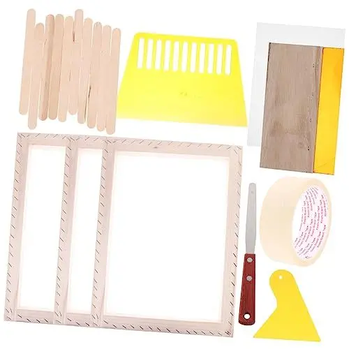 Produktbild: TEHAUX 1 Satz Siebdruck-kit DIY-Rahmen Drucken Siebdruckfarbe Siebdruck DIY Zubehör Siebdruck-anfänger- Und Kinder-kit Starter-siebdruckrahmen Durchsichtiges Klebeband DIY Liefert Papier