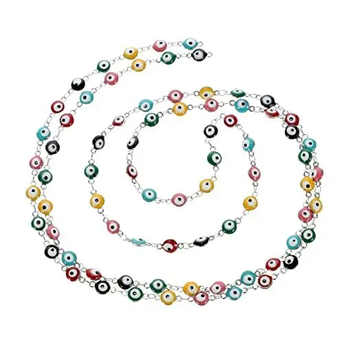 Produktbild: TEHAUX 2 Stück Augenkette 1 M Kette Zur Schmuckherstellung Böser Blick Gliederkette Edelstahl-charm Für Halsketten Und Armbänder