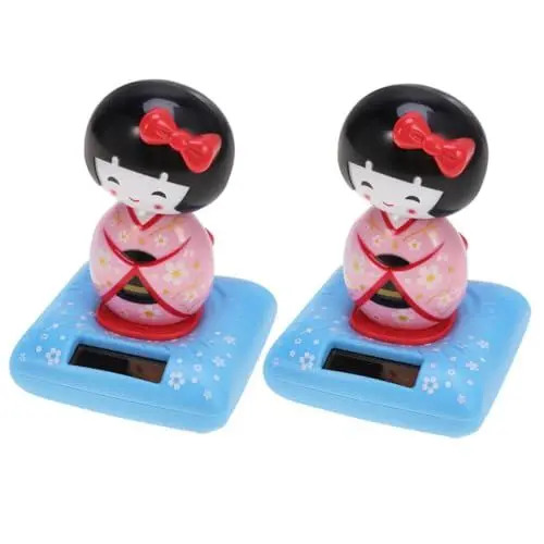 Produktbild: TEHAUX 2St Autoschmuck mit schüttelndem Kopf japanische Sammlerfigur Kopfschüttelnde Puppe japanische Puppen Spielzeug mit beweglichem Kopf Esstisch Senfkörner Diva Kimono Zubehör Rosa