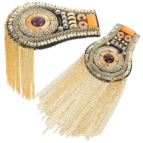 Produktbild: TEHAUX Mode Metall Quaste Schulter Epauletten Strass Dangle Kette Epaulet Für Frauen Männer Hochzeit Party Zubehör