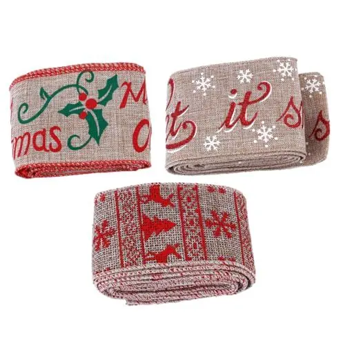 Produktbild: TEHAUX 3St Weihnachtsband seidenband bändchen strassband Weihnachtsjuteband Weihnachtsjahrgang Weihnachten DIY Bänder Geschenkbänder Punktmuster Schleife Weihnachtsutensilien Leinen-