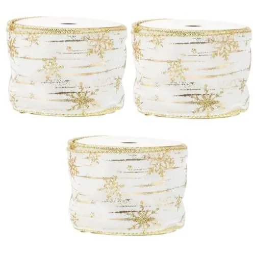 Produktbild: TEHAUX 3 Rollen 6cm Weihnachtsband seidenband ribbon geschenkverpackungen Bouquet-Verzierungen stirnriemen Zierband weihnachtsband für handwerk Geschenkpaketband Wickelband Polyester Weiß