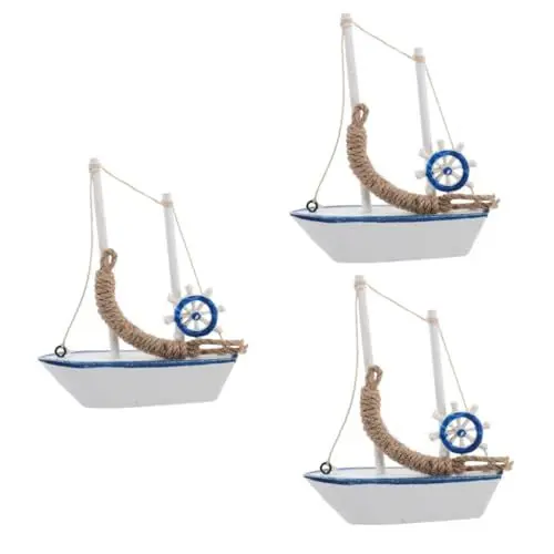 Produktbild: TEHAUX 3 STK Segelmodell Segelboot-Ornament Miniatur Piratenmodell Segelbootfiguren Sammlerstücke Spielzeug Piratenschiff - Strand Esstisch Sammlung Holz